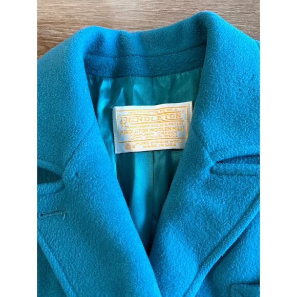 Vintage Pendleton Teal Wool Coat Women’s | Made USA | Pure Virgin Wool - Picture 6 of 15